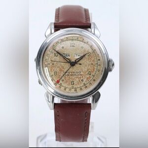 Vintage Movado 16370 Calendomatic Stainless Steel Automatic Bumper Mens Watch